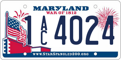 MD license plate 1AC4024