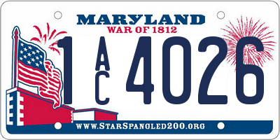 MD license plate 1AC4026