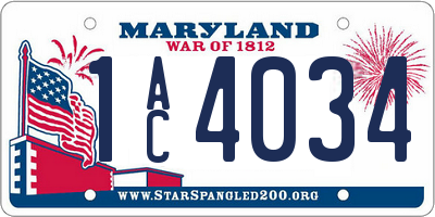 MD license plate 1AC4034