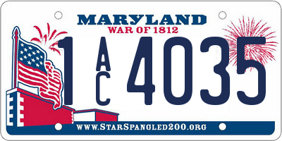 MD license plate 1AC4035