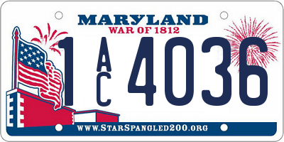 MD license plate 1AC4036