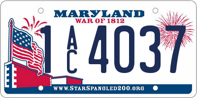 MD license plate 1AC4037