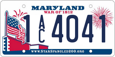 MD license plate 1AC4041