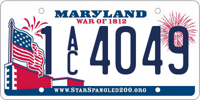 MD license plate 1AC4049