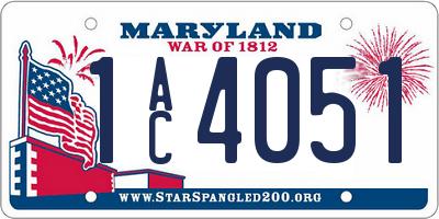 MD license plate 1AC4051