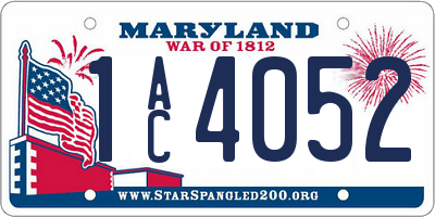 MD license plate 1AC4052