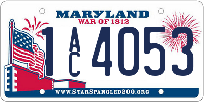MD license plate 1AC4053
