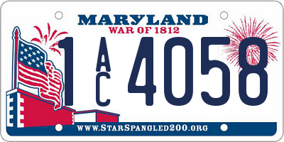 MD license plate 1AC4058