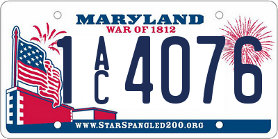 MD license plate 1AC4076