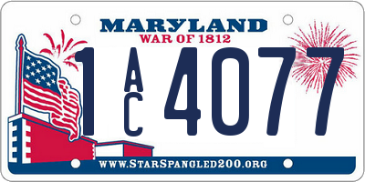 MD license plate 1AC4077