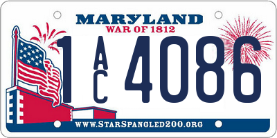 MD license plate 1AC4086