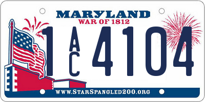 MD license plate 1AC4104
