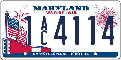 MD license plate 1AC4114
