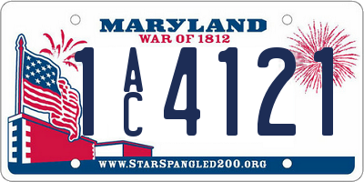 MD license plate 1AC4121