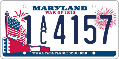 MD license plate 1AC4157