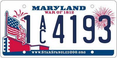 MD license plate 1AC4193