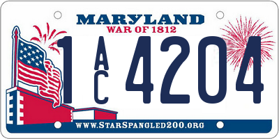 MD license plate 1AC4204