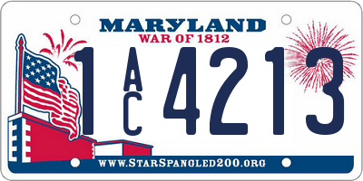 MD license plate 1AC4213