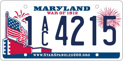MD license plate 1AC4215