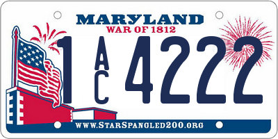 MD license plate 1AC4222