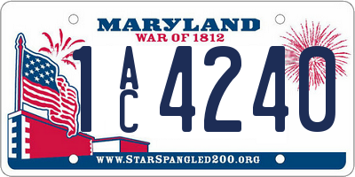 MD license plate 1AC4240