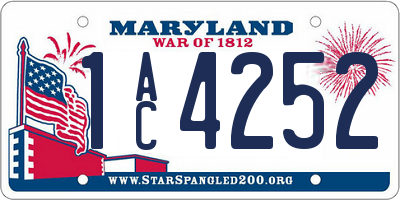 MD license plate 1AC4252