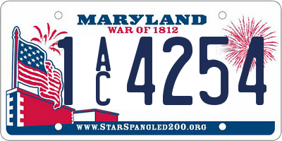MD license plate 1AC4254