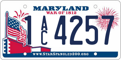 MD license plate 1AC4257