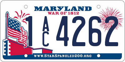 MD license plate 1AC4262