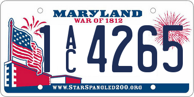 MD license plate 1AC4265