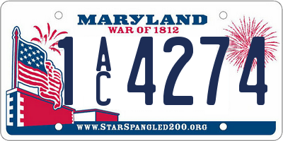 MD license plate 1AC4274