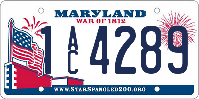 MD license plate 1AC4289