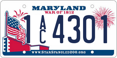 MD license plate 1AC4301