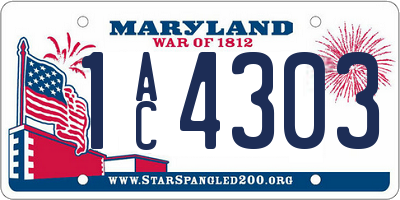 MD license plate 1AC4303
