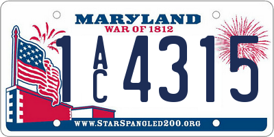 MD license plate 1AC4315