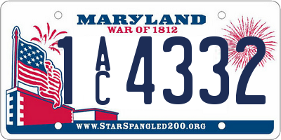 MD license plate 1AC4332