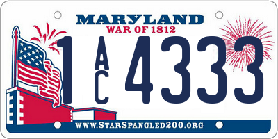 MD license plate 1AC4333