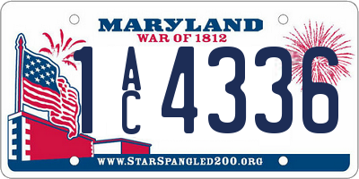 MD license plate 1AC4336