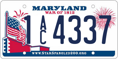 MD license plate 1AC4337