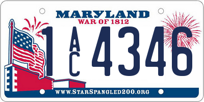 MD license plate 1AC4346