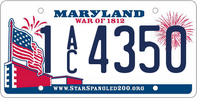 MD license plate 1AC4350