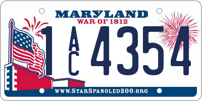 MD license plate 1AC4354