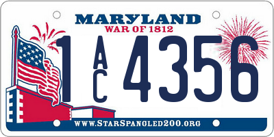 MD license plate 1AC4356
