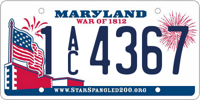 MD license plate 1AC4367