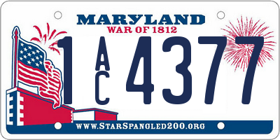MD license plate 1AC4377