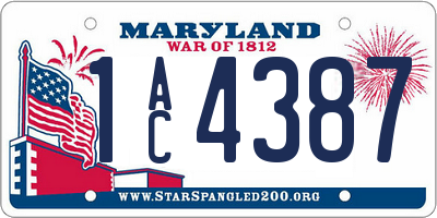MD license plate 1AC4387