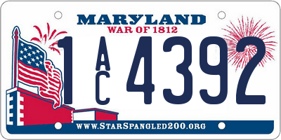 MD license plate 1AC4392