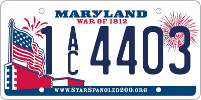 MD license plate 1AC4403