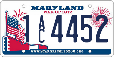 MD license plate 1AC4452