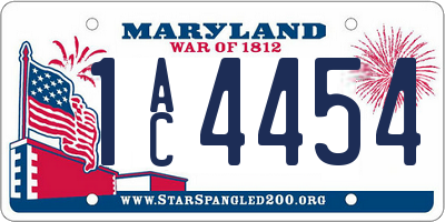 MD license plate 1AC4454